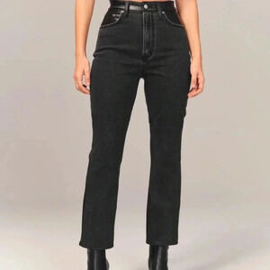 Abercrombie & Fitch Ankle Straight Ultra High Rise Vegan Leather Denim 37 24W